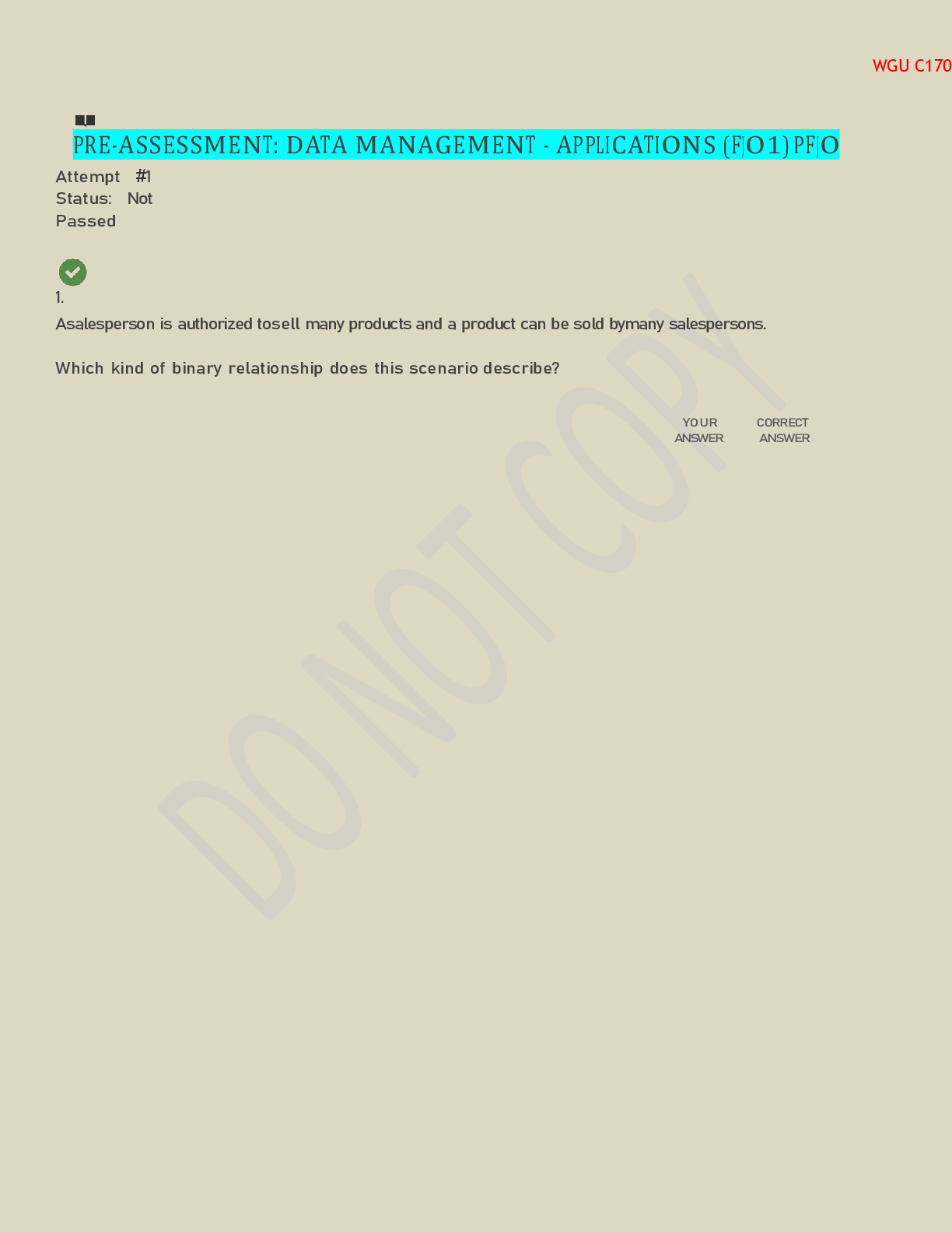 Preview image for WGU PRE-ASSESSMENT DATA MANAGEMENT APPLICATION EXAM 2022.